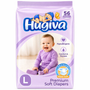Hugiva Premium Soft Diapers – Size L (56 Diapers)