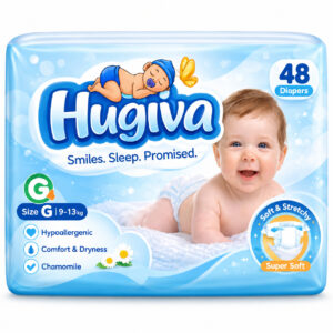 Hugiva Premium Soft Diapers – Size G (9–13 kg) – 48 Diapers