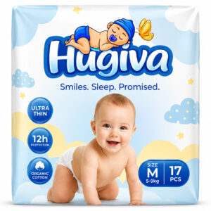 Hugiva Ultra Thin Baby Diapers – Size M (5–9 kg) – 17 Diapers